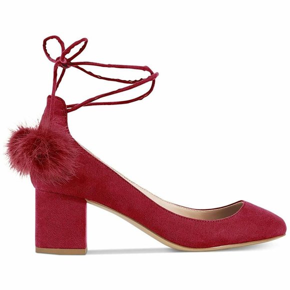 NWT CHARLES BY CHARLES DAVID LIBBY POM POM ROUND TOE PUMPS  8M - Picture 2 of 6